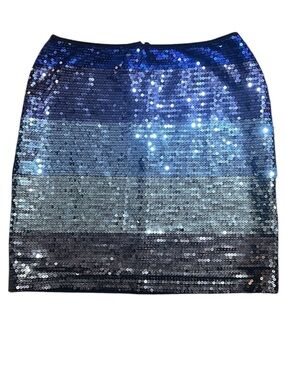 2B Bebe Blue Ombre Sequined Mini Skirt Size Medium